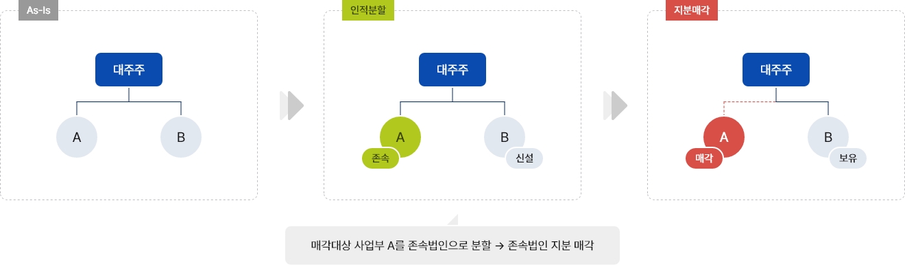 거래 대상 범위를 고려한 구조 설계 인적분할 후 지분매각